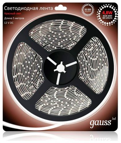 Gauss Светодиодная лента gauss 5m красный 4.8w eb312000705