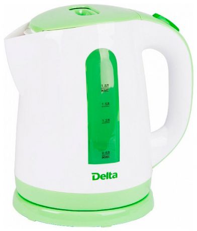 Delta Чайник электрический 1,8л delta dl-1326 белый с зеленым (р)