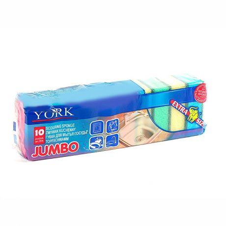 York Губка д/посуды "york" 10шт "джамбо"