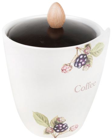 Ceramiche Viva Банка для сыпучих продуктов кофе с деревянной крышкой ирисы