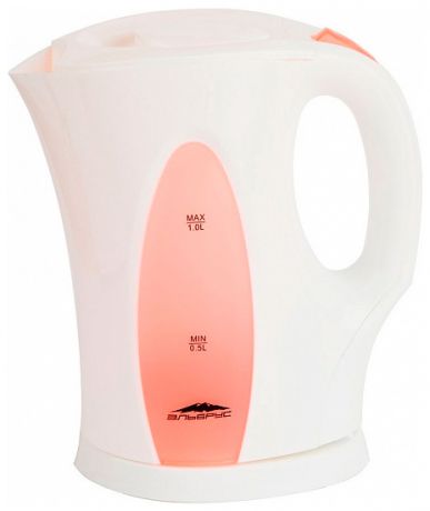 Delta Чайник электрический 1л эльбрус-3 белый с розовым (р)
