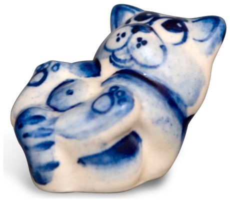Arteast Фигурка "кот на спине" (гжельский фарфор)