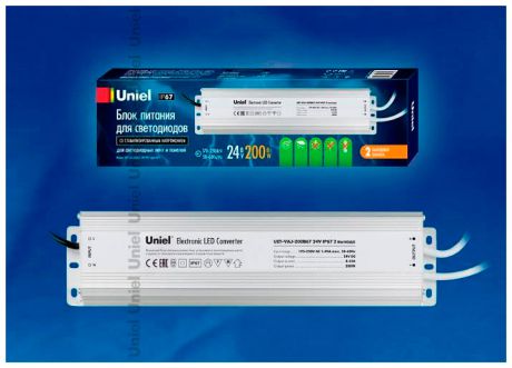 Uniel Блок питания для светодиодов uniel (10591) 200w 8,3ма ip67 uet-vaj-200b67