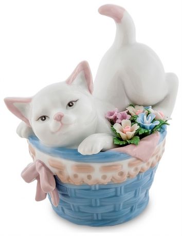 Pavone Jp-31/27 фигурка "котенок в корзине с цветами" (pavone)