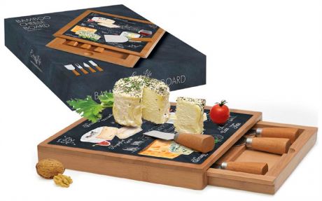 R2S Набор для сыра: разделочная доска + 4 ножа мир сыров