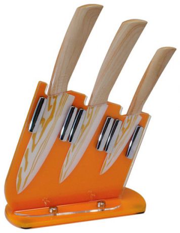 Тима Арт.nkt-420 набор оранжевых ножей (10, 12 и 15см) на подставке