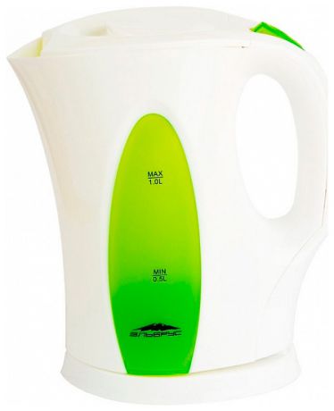 Delta Чайник электрический 1л эльбрус-3 белый с зеленым (р)