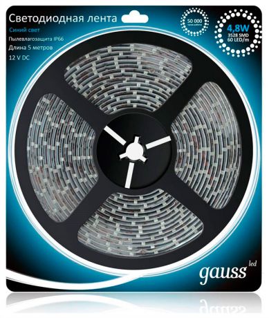 Gauss Светодиодная лента gauss 5m синий 4,8w ip66 eb311000505