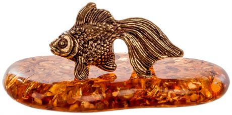 Arteast Am-325 фигурка "золотая рыбка" мал. (латунь, янтарь)