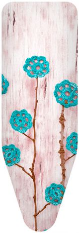 Colombo Чехол д/гл.доски ажурные цветы бирюзовые 140х55см из хлопка
