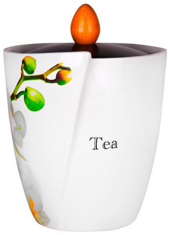 Ceramiche Viva Банка для сыпучих продуктов чай с деревянной крышкой орхидея
