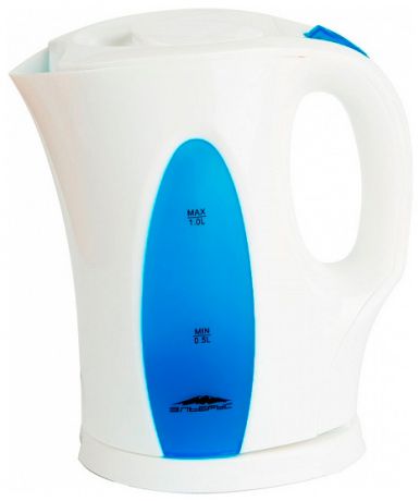 Delta Чайник электрический 1л эльбрус-3 белый с синим (р)