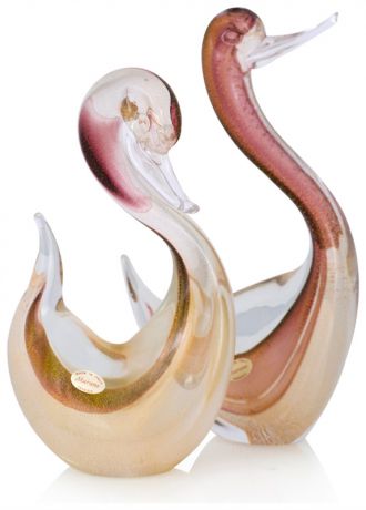 Homephilosophy Декоративная фигурка swan pair ruby gold, муранское стекло., 22-4767