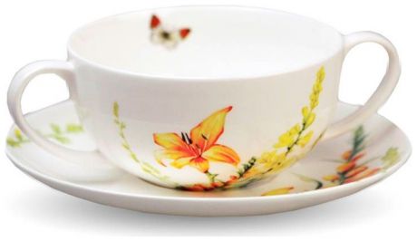 Campanella Чашка суповая на блюдце летние цветы