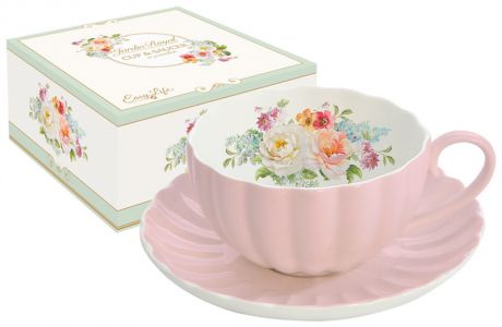 R2S Чашка с блюдцем королевский сад (розовая)