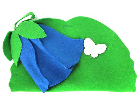 Банные Штучки Набор из 2-х предметов (шапка дюймовочка, коврик зелёный лист) 