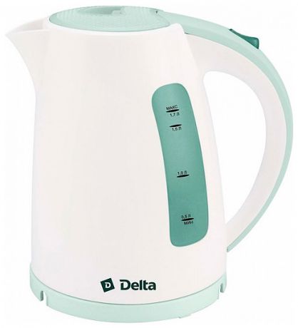 Delta Чайник электрический 1,7л delta dl-1056 белый с серо-зеленым