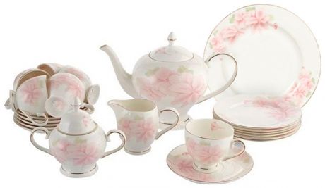 Emerald Чайный сервиз розовые цветы 40 предметов на 12 персон