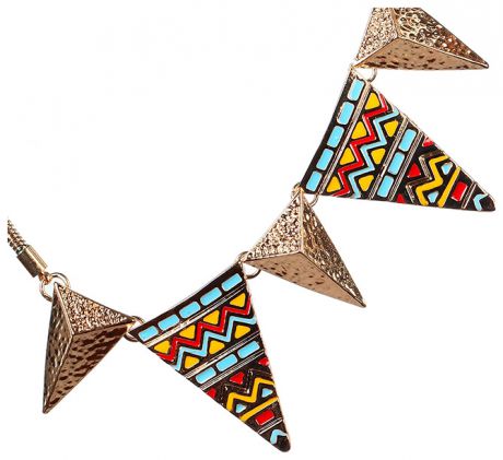 Fashion House Колье в виде треугольников с египетским орнаментом fh30017 мульт