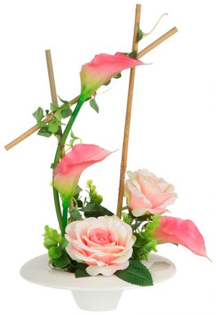 Dream Garden Декоративные цветы розы и каллы розовыена керамической подставке