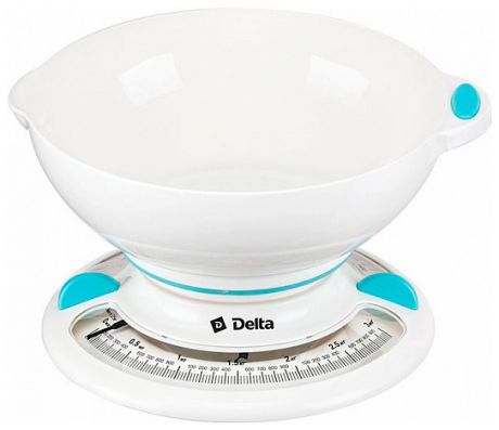 Delta Весы бытовые настольные  3 кг delta кса-103 с чашей белые с голубым
