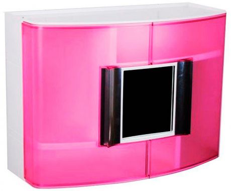 Primanova Шкафчик для ванной с поворотным зеркальцем (прозр.-розовый) 17х38х32 см