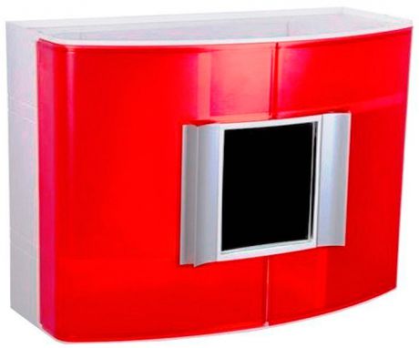 Primanova Шкафчик для ванной с поворотным зеркальцем (прозр.-красный) 17х38х32 см
