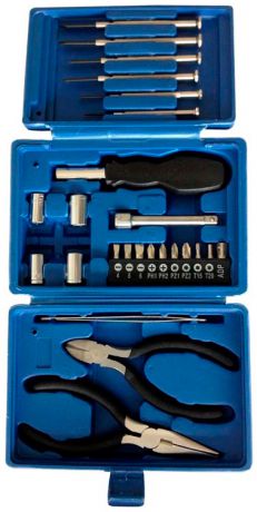 Stinger Набор инструментов stinger, 26 предметов, в пластиковом кейсе, 164x49x107 мм, синий, w0414