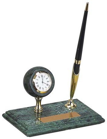 Европа Настольный набор:  ручка, часы, 14,5 х 9 х 1,8 см, мрамор, 6108