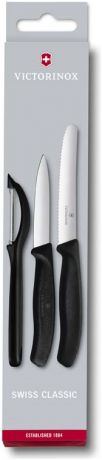 Европа Набор из 3 ножей для овощей victorinox: нож 8 см, нож 11 см, овощечистка, чёрная рукоять, 6.7113.31