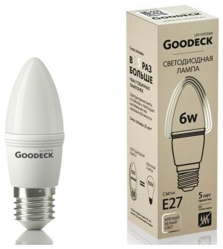 Проект-Про ООО Лампа led goodeck "свеча" 6w 230v 4100k e27, дневной свет