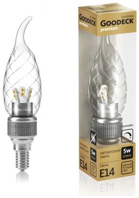Проект-Про ООО Лампа led goodeck "свеча на ветру" 5w 230v 2700k e14, витая, диммируемая, теплый свет