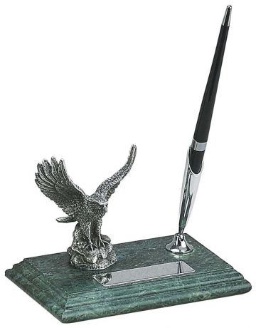 Европа Настольный набор: ручка, статуэтка орёл, 14,5 х 9 х 1,8 см, мрамор, 6109