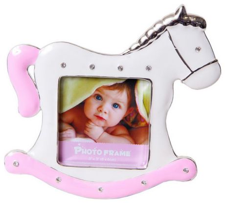 Фишт+ Рамка pf9729p pink минирамка-сувенир лошадка, розовая, металлическая со стразами