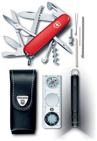 Европа Набор victorinox traveller set: нож huntsman,фонарь maglite,чехол,линейка,термометр,уровень,1.8726