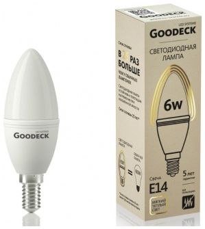 Проект-Про ООО Лампа led goodeck "свеча" 6w 230v 2700k e14, теплый свет