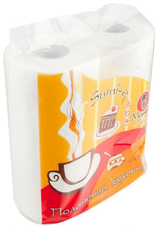 Maneki Полотенца кухонные бумажные 'maneki sumi-e'  2 слоя, 60 л., белые, 2 рулона/упаковка