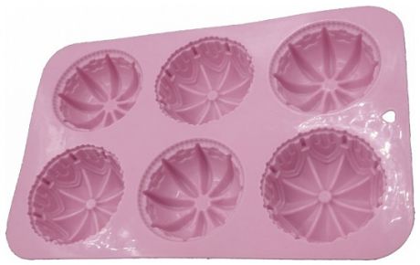 Alpenkok Форма для выпечки 6 кексов силиконовая ak-6049s темно-розовая