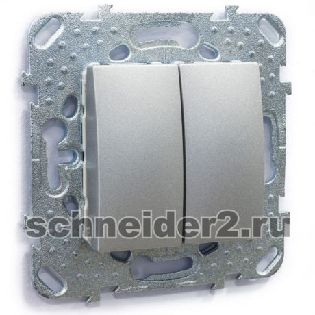 Schneider Двухклавишный переключатель Unica (алюминий)