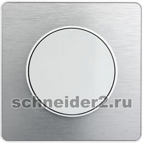 Schneider Рамка Odace, 2 поста (Полированный алюминий/белый)