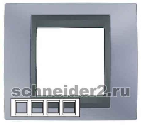 Schneider Рамка Unica Top, горизонтальная 4 поста - берилл с вставкой графит