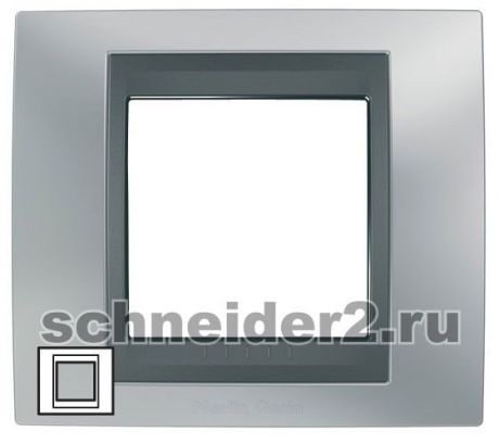 Schneider Рамка Unica Top, 1 пост - хром матовый с вставкой графит