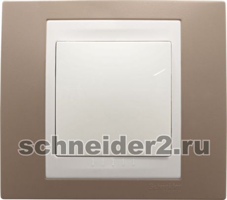 Schneider Рамки Unica Хамелеон, горизонтальная 4 поста - коричневая с белой вставкой
