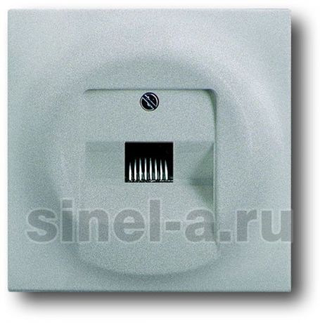 ABB Розетка Ethernet RJ45 Cat.5e 1 коннектор с лицевой панелью ABB Impuls (серебристый металлик)
