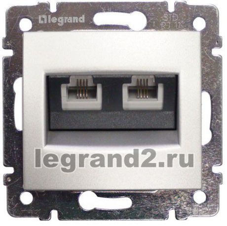 Legrand Розетка телефонная Valena RJ-11 4 контакта 2 коннектора (алюминий)