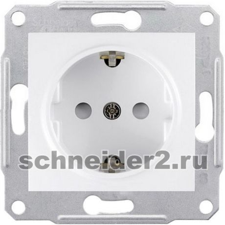 Schneider Розетка электрическая Sedna с заземлением и защитными шторками, винтовые клеммы (белый)