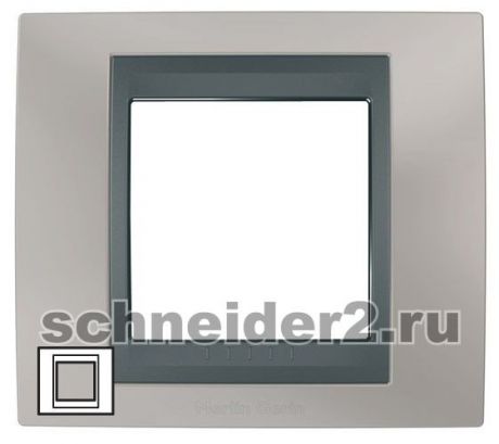 Schneider Рамка Unica Топ, 1 пост - никель с вставкой графит