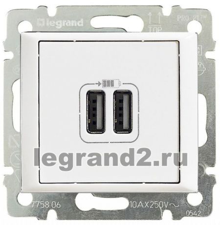 Legrand Двойная USB зарядка Valena (белая)