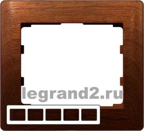 Legrand Рамка деревянная Galea Life на 5 постов горизонтальная (вишня)