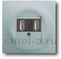 ABB Зарядка USB двойная ABB Impuls (серебристый металлик)